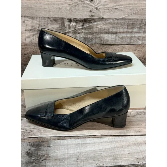 Renee Mancini Paris Capretto Karung Pump Heels Women Shoes Dress Black 34.5 US 4 - Picture 2 of 14